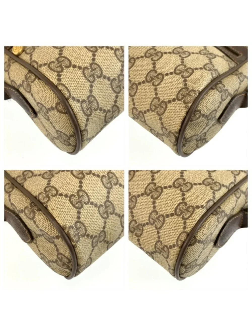 Gucci Vintage Sherry Line Beige Brown GG Supreme Canvas Shoulder Bag Pochette